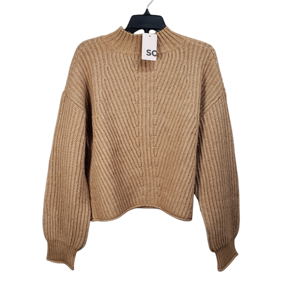 SO Tan Mockneck Chunky Knit Pullover Sweater | NWT Large